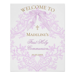 lilac design First Holy Communion welcome sign  