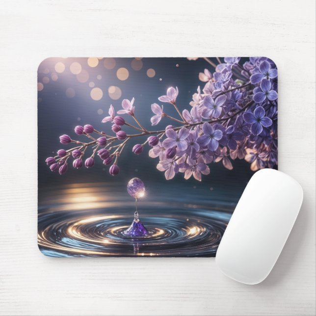 Lilac Dewdrop  Mouse Mat (With Mouse)