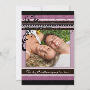 Lilac Dots and Swirls Wedding Photo Invitation