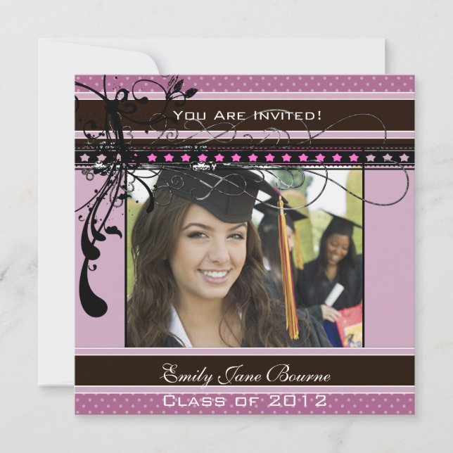 Lilac Dots gradustion Senior Pictures Class of Invitation (Front)
