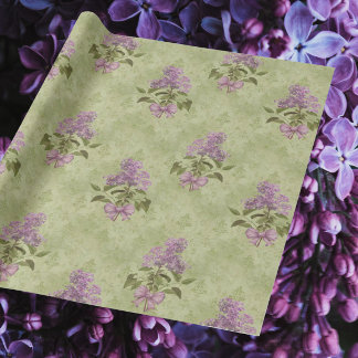 Lilac Dreams Antique Green Damask All Occassion Wrapping Paper