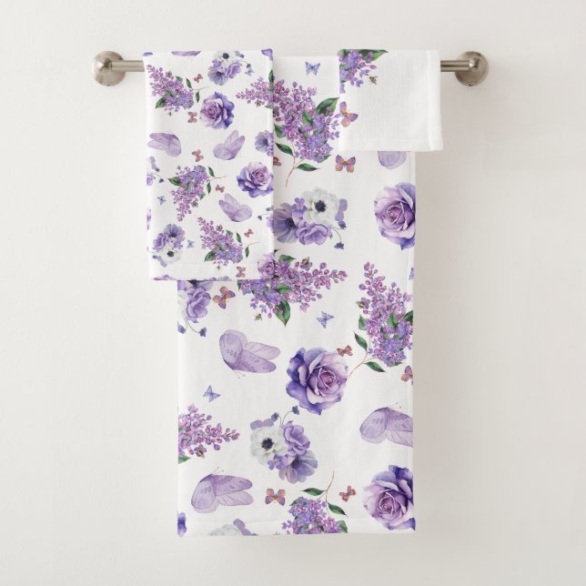 Lilac Dreams & Butterfly Whispers Bath Towel Set (Insitu)