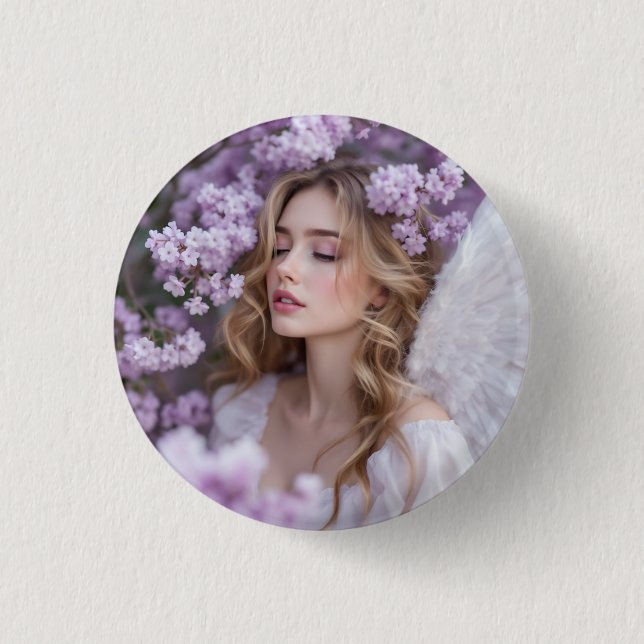 Lilac Dreams – Serene Spring Angel 3 Cm Round Badge (Front)