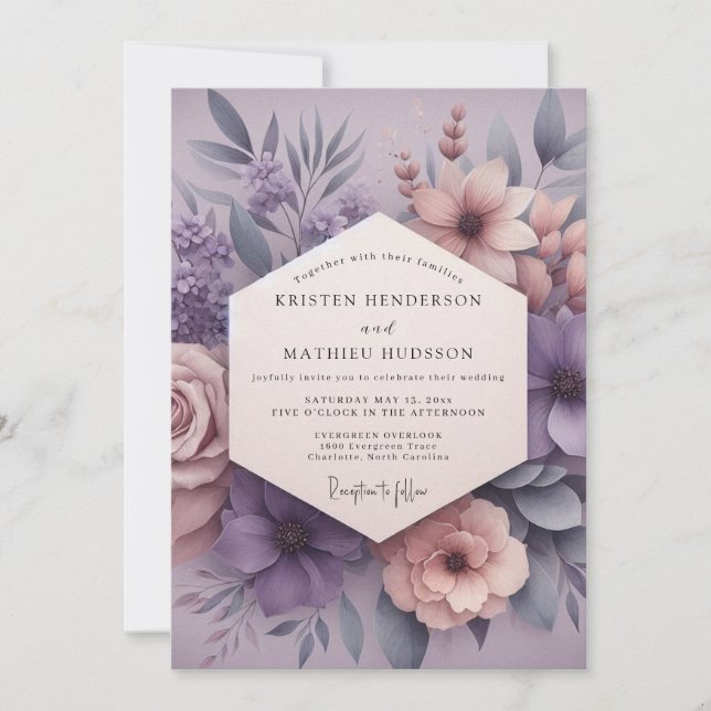 Lilac Dreamy Bloom Wedding Invitation (Front)
