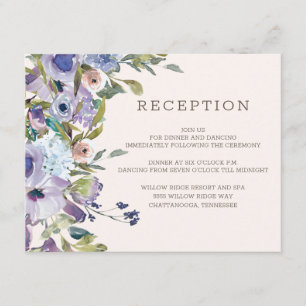 Lilac Dusty Blue Boho Floral Wedding Reception Enclosure Card