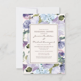 Lilac Dusty Blue Cream Floral Rehearsal Dinner Invitation