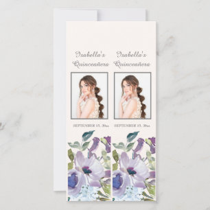Lilac Dusty Blue Floral Quinceañera Bookmarks Holiday Card