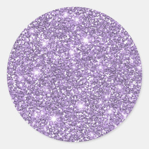 Lilac Elegant Glamourous Faux Glitter Classic Round Sticker