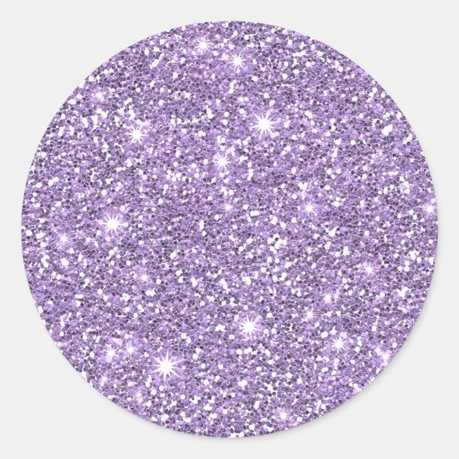 Lilac Elegant Glamourous Faux Glitter Classic Round Sticker (Front)