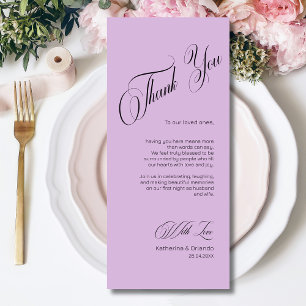 Lilac Elegant Place Setting Thank You Card