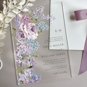 Lilac Elegant Wedding Acrylic Invitations