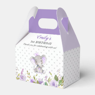 Lilac Elephant First Birthday Party Little Peanut Favour Box