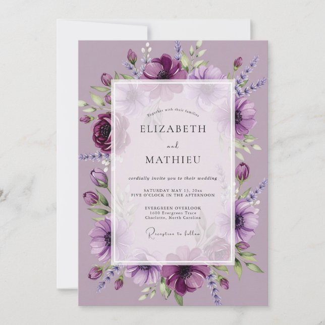 Lilac Enchanting Spring Wedding Invitation (Front)