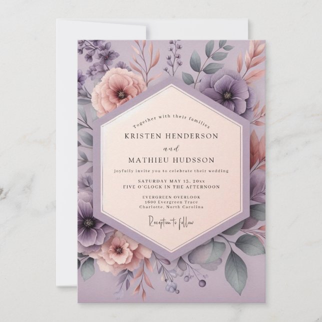 Lilac Ethereal Bloom Wedding Invitation (Front)