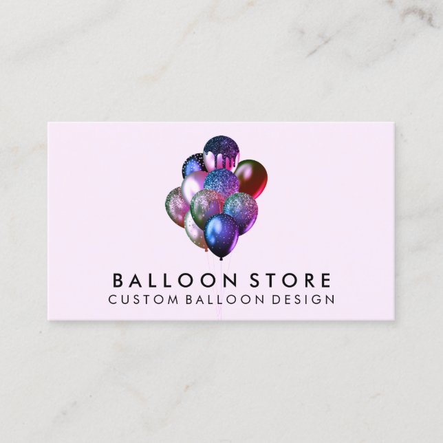 Lilac Event Plan Party Decoration Glitter Balloons Business Card (Front)