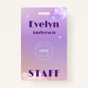 Lilac Event Staff Custom Logo Name ID Badge