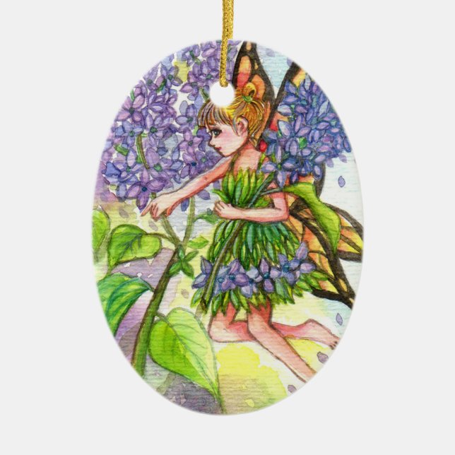 Lilac Fairy Ceramic Tree Decoration (Front)