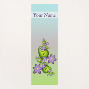 Lilac Fantasy Flowers Green Shapes Fractal Name Yoga Mat