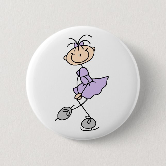 Lilac Figure Skater Girl Button (Front)