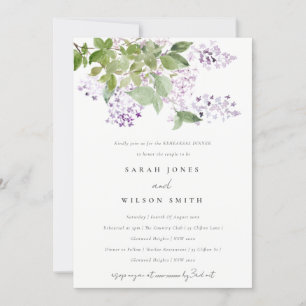 Lilac Flora Wreath Cottage Garden Rehearsal Dinner Invitation