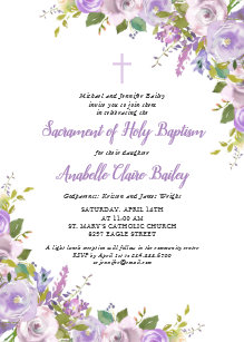 purple baby christening baptism invitations zazzle co uk