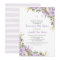 Lilac Floral Baby Girl Baptism Invitation
