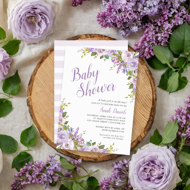 Lilac Floral Baby Shower Invitation (Creator Uploaded)