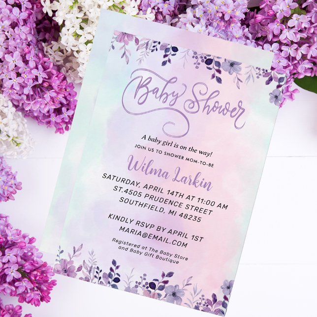 Lilac Floral Baby Shower Invitation (Creator Uploaded)