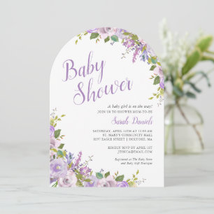 Lilac Floral Baby Shower Invitation