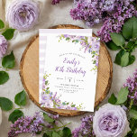 Lilac Floral Birthday Party Invitation<br><div class="desc">Affordable custom printed birthday party invitations. This pretty feminine design has a watercolor floral border with pastel purple flowers and greenery. Personalise the template with your event details. Reverse side has a purple watercolor stripe pattern or use the space to add additional text and photos. Click Customise It to choose...</div>