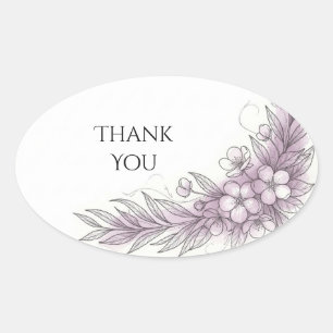 Lilac Floral Botanical Thank You Sticker