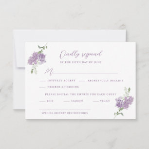 Lilac Floral Bouquet Wedding RSVP Card