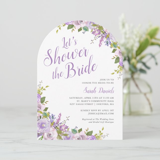 Lilac Floral Bridal Shower Invitation (Standing Front)