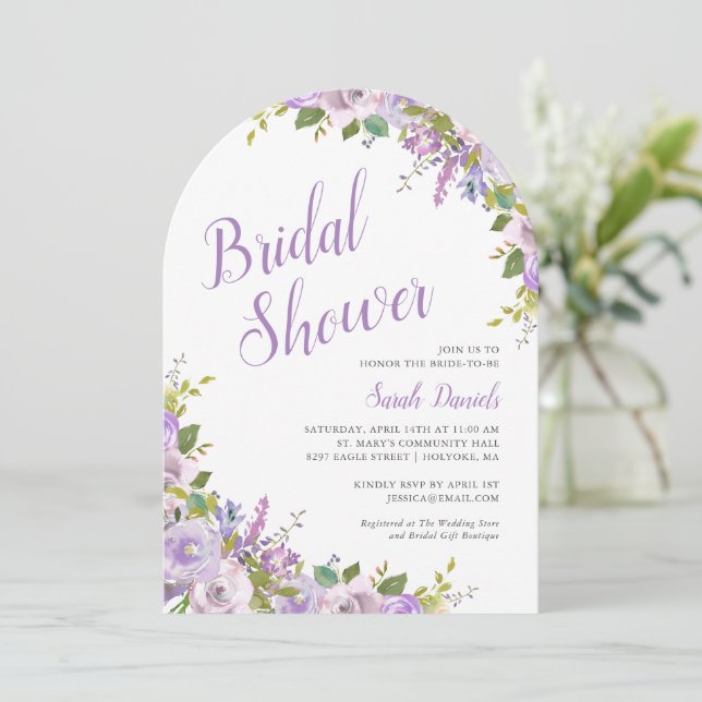 Lilac Floral Bridal Shower Invitation (Standing Front)