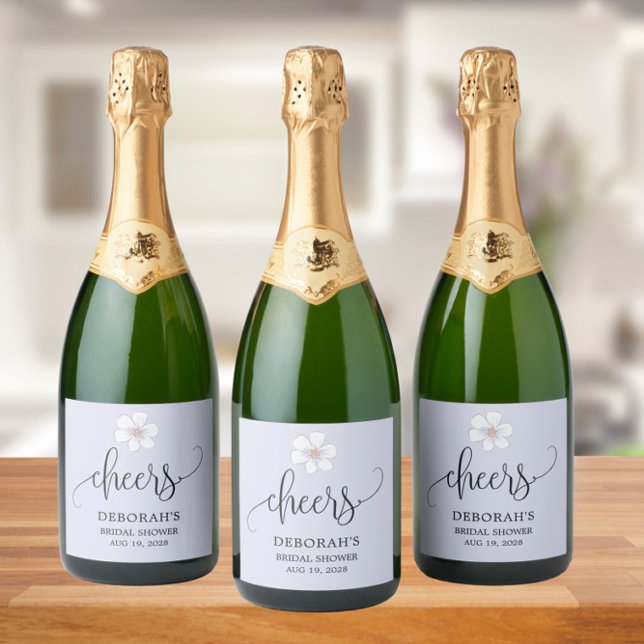 Lilac Floral Bridal Shower Sparkling Wine Label (Creator Uploaded)