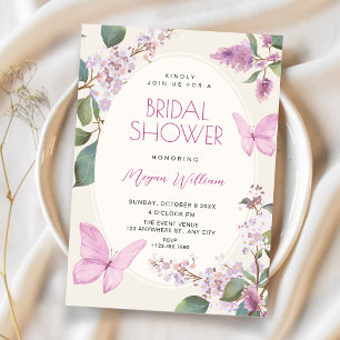 Lilac floral butterfly bridal shower invitation