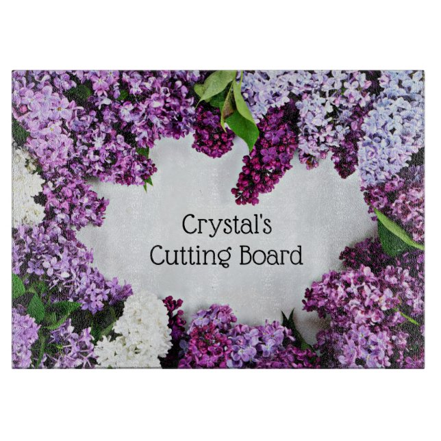 Lilac Floral Custom Cutting Board (Front)