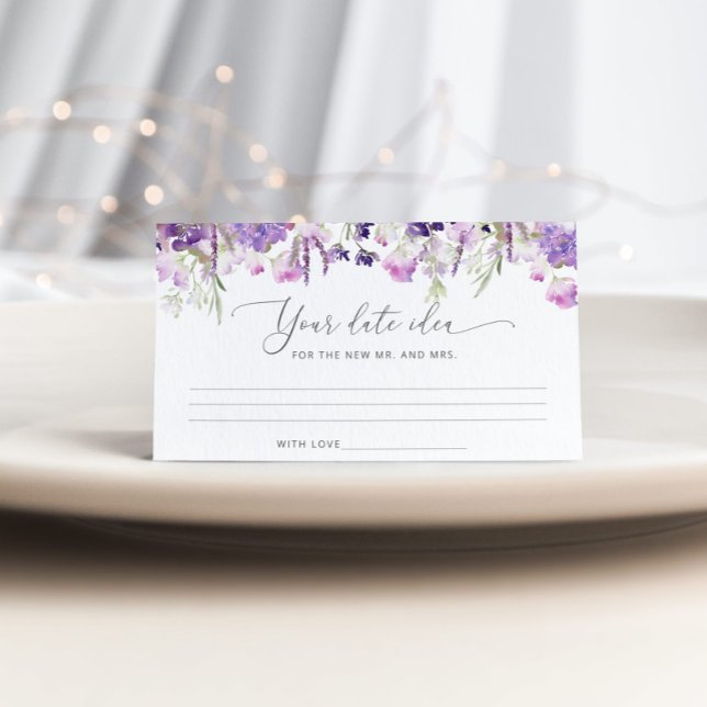 Lilac floral Date night ideas. Date jar Enclosure Card (Creator Uploaded)
