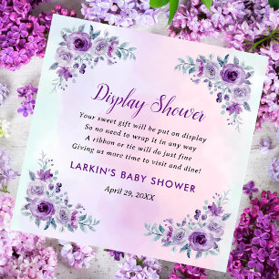 Lilac Floral Display Shower No Gift Wrap Request  Enclosure Card