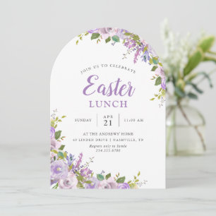 Lilac Floral Easter Lunch Party Invitation