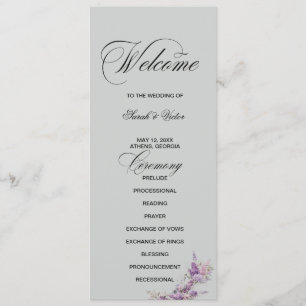 Lilac floral Elegant double side program card 