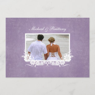 Lilac Floral Frame Wedding Engagement Announcement