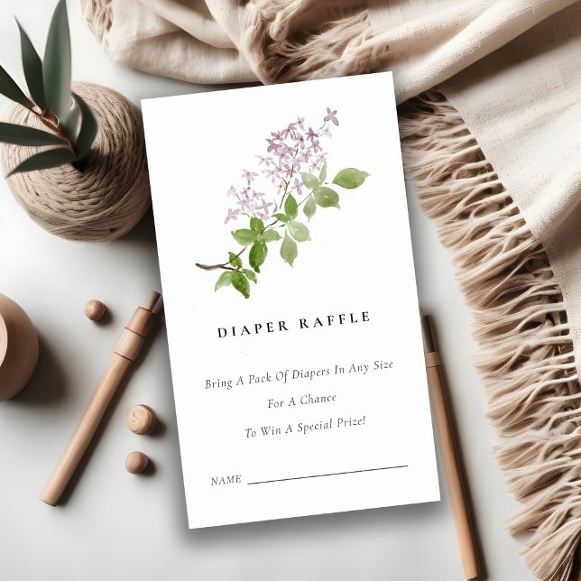 Lilac Floral Garden Diaper Raffle Baby Shower Enclosure Card (Creator Uploaded)