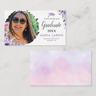 Lilac Floral Graduation Photo Enclosure Card