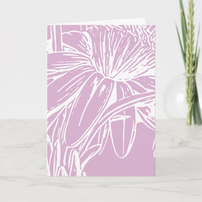 Lilac Floral Line Art Minimalist Botanical Design Card (Front)