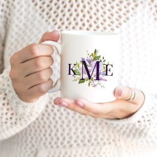 Lilac Floral Monogrammed Coffee Mug