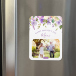 Lilac Floral Mother's Day Photo Magnet<br><div class="desc">Custom printed Mother's Day magnet personalised with your photo and text. This pretty feminine design features a watercolor floral border in shades of pastel purple and green. Use the design tools to add more photos, edit the text with your own special message and customise the fonts and colours to create...</div>