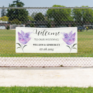 Lilac Floral Purple Flowers Rustic Elegant Wedding Banner