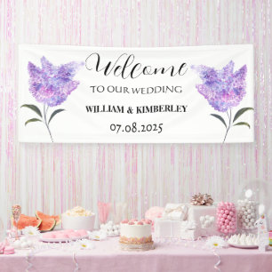 Lilac Floral Purple Flowers Rustic Elegant Wedding Banner
