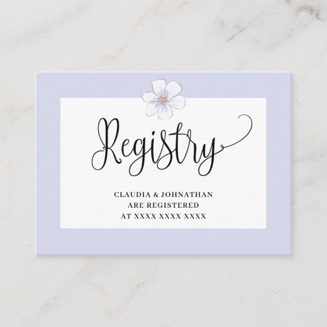 Lilac Floral Registry Bridal Shower  Enclosure Card (Front)